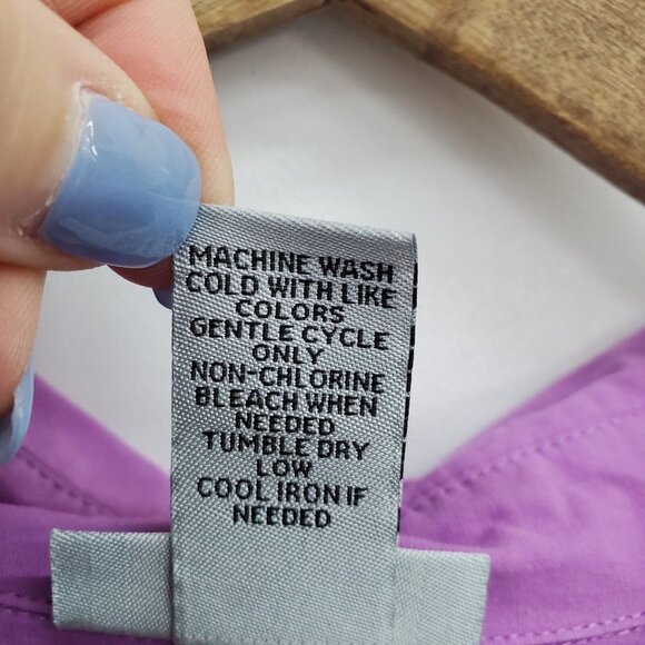 Catherines Womens Purple Eyelet Button Up Shirt Top Plus Size 1X Roll Tab Sleeve - Picture 12 of 14